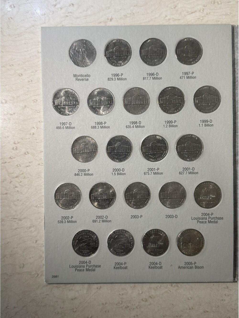 40 Jefferson Nickels 1996-2013 P D Westward Journey Complete Partial Album Set